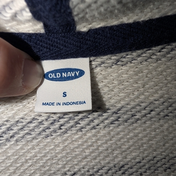 Old Navy Blue and White Striped V-Neck Sweater - Picture 3 of 3